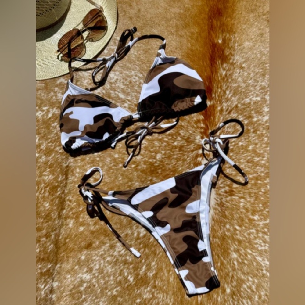 “NEW” Brown Duck Tie Bikini